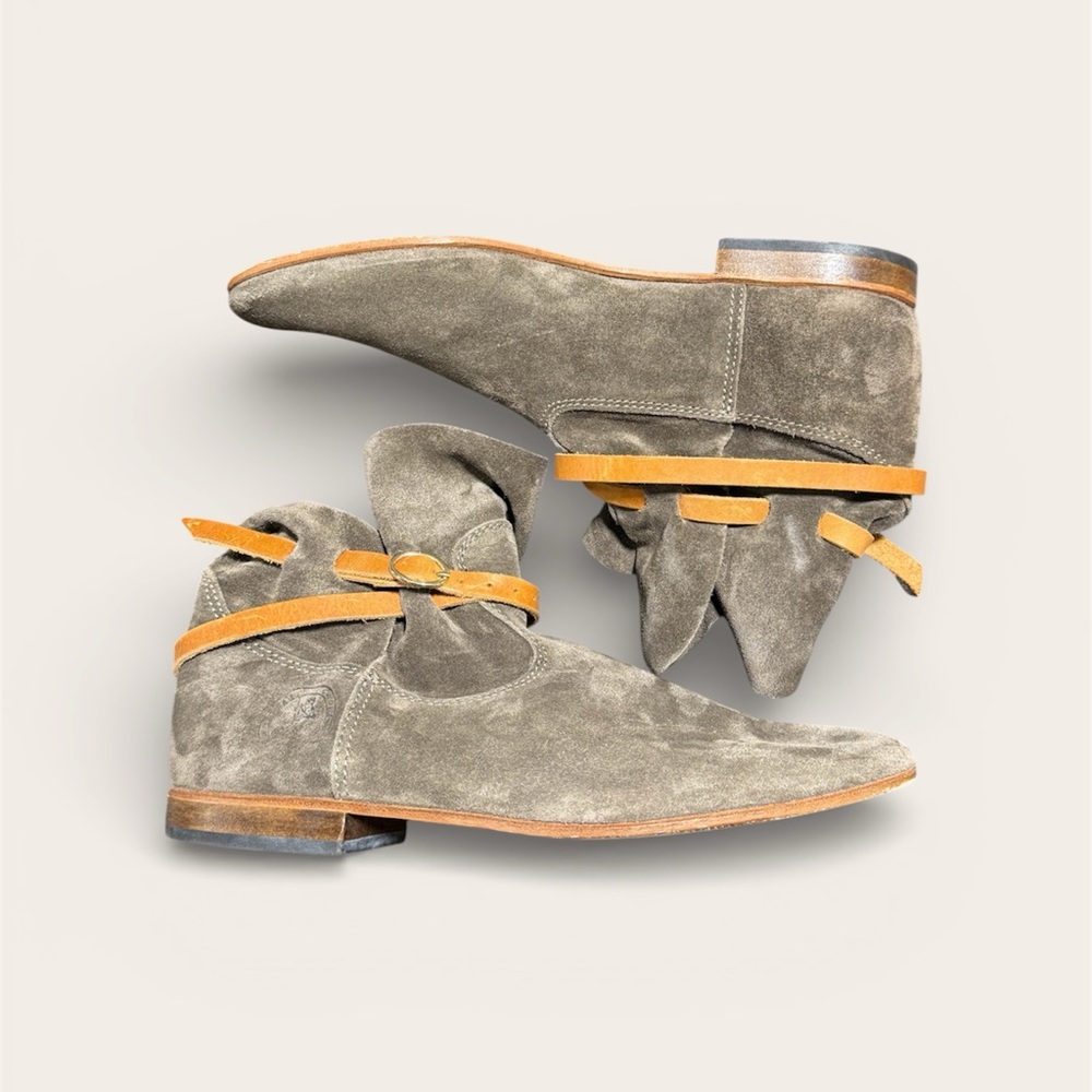 La Botte Gardiane Chelby Buckled Ankle Boots in Taupe Suede